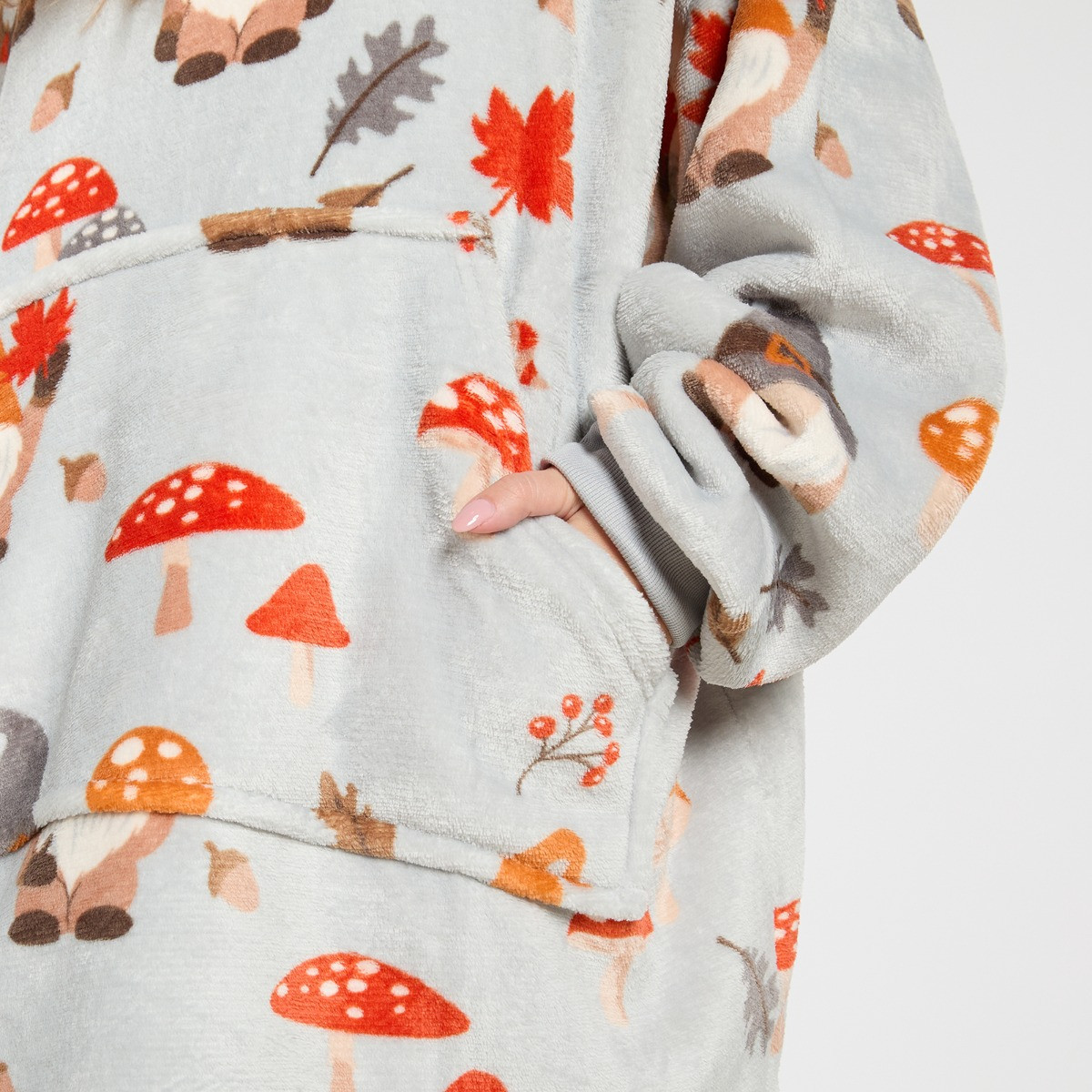 OHS Autumn Gonk Print Hoodie Blanket - Grey>