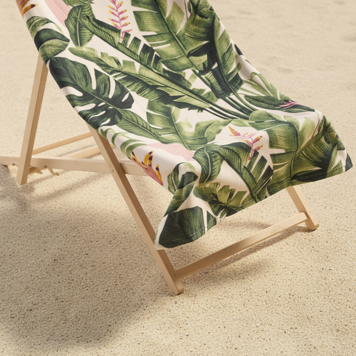OHS Tropical Print Beach Towel - Green>