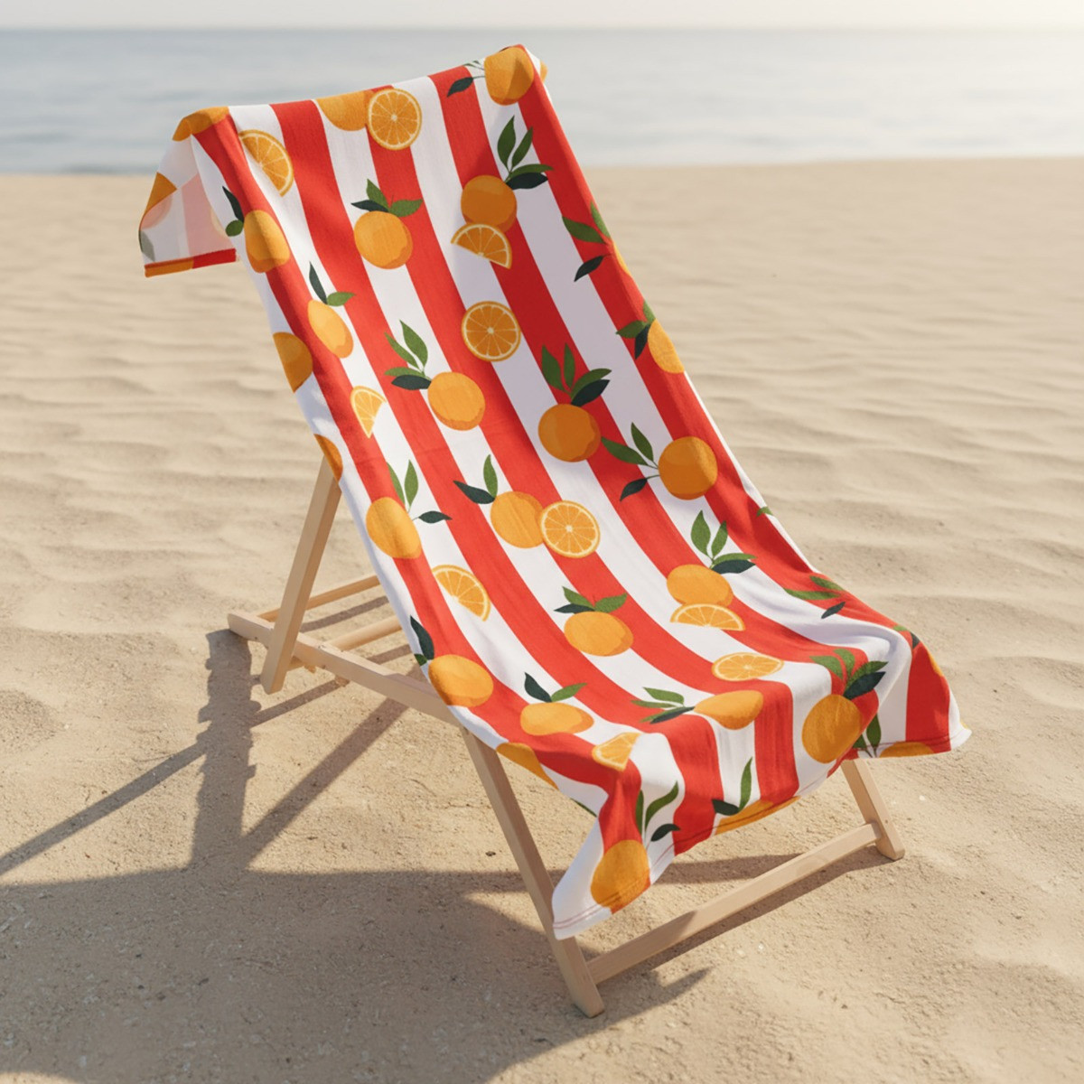 OHS Oranges Print Beach Towel - Orange>