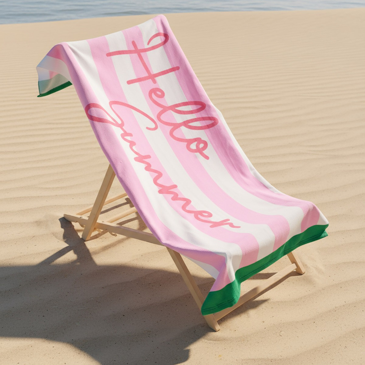 OHS Striped Hello Summer Beach Towel - Blush>