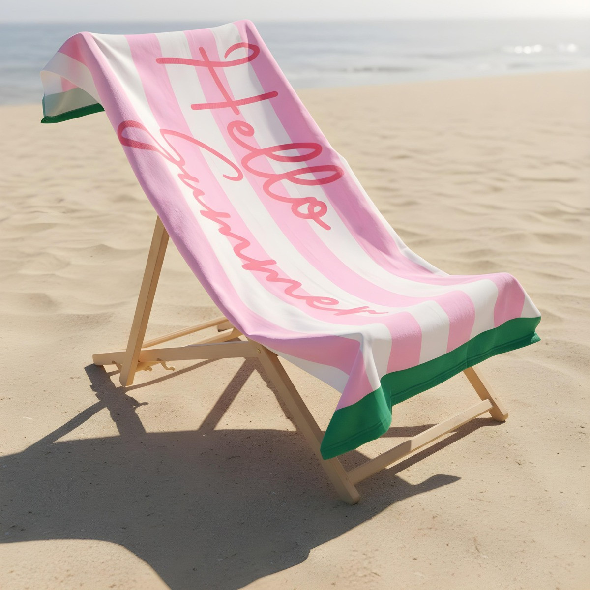 OHS Striped Hello Summer Beach Towel - Blush>