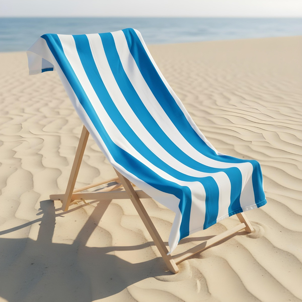 OHS Vertical Stripe Beach Towel - Sea Blue>