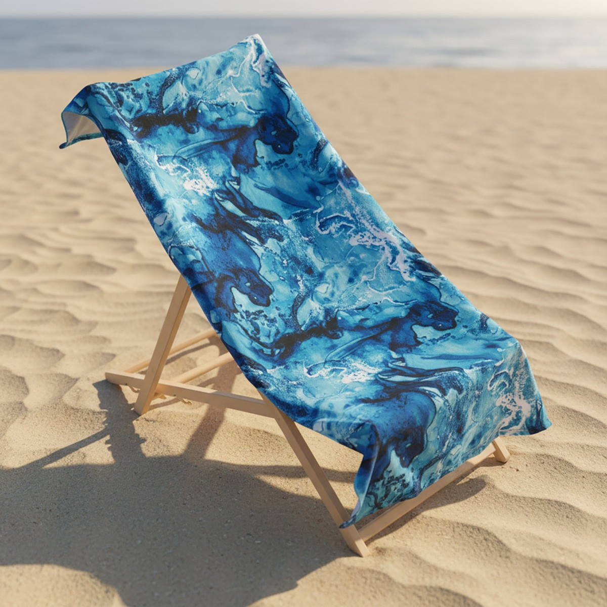 OHS Marble Print Beach Towel - Teal>