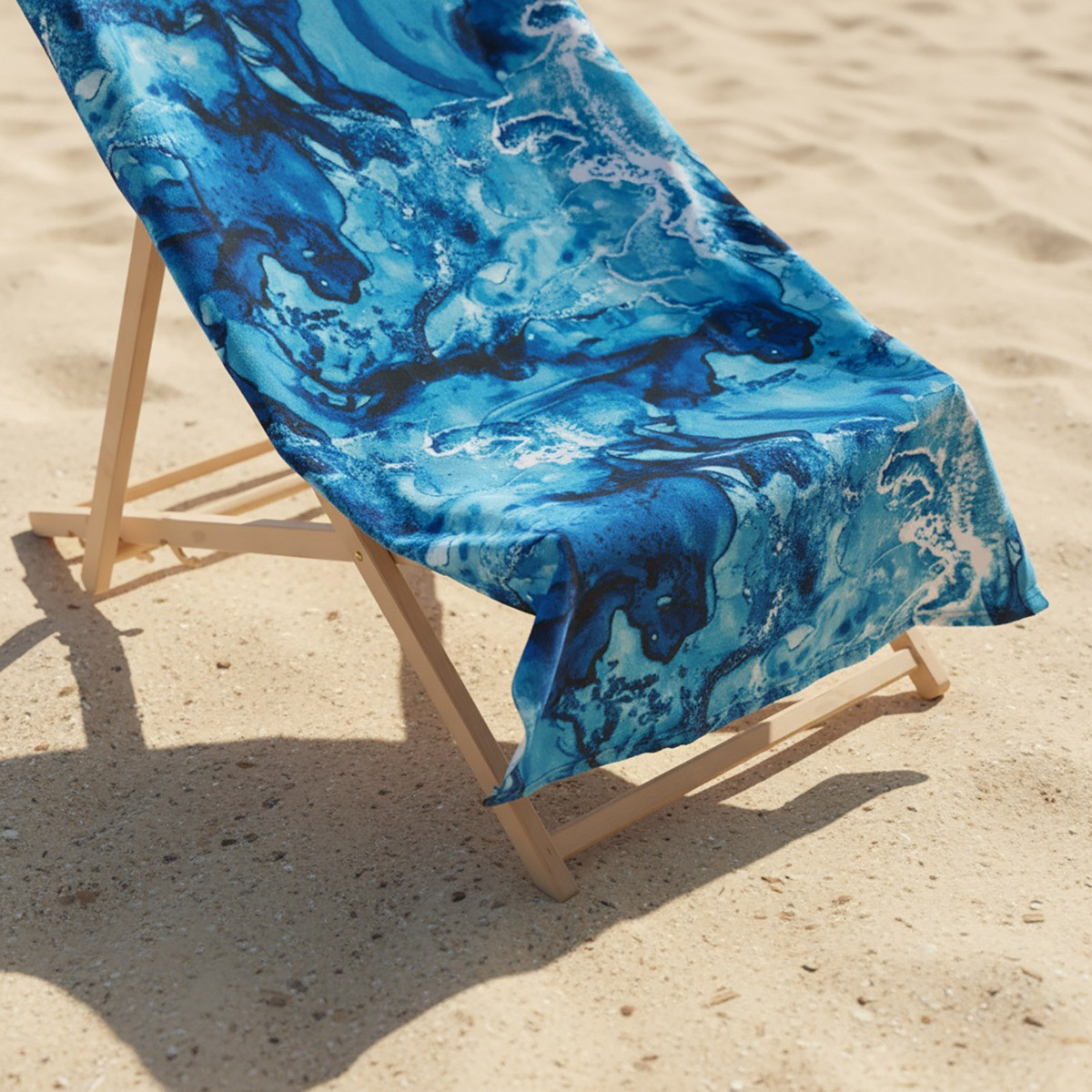 OHS Marble Print Beach Towel - Teal>
