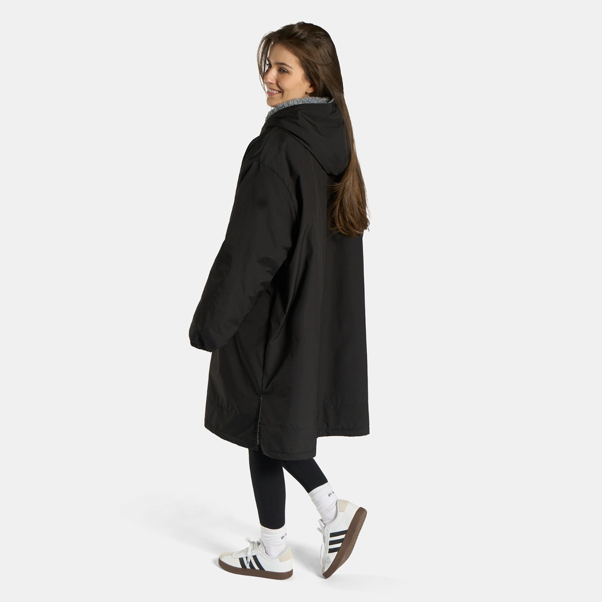 OHS Adults Water Resistant Sherpa Drying Robe, Black - L/XL>