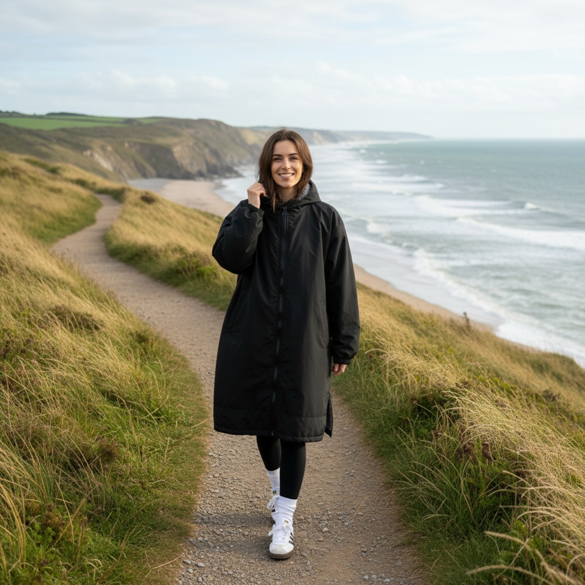 OHS Adults Water Resistant Sherpa Drying Robe, Black - L/XL>