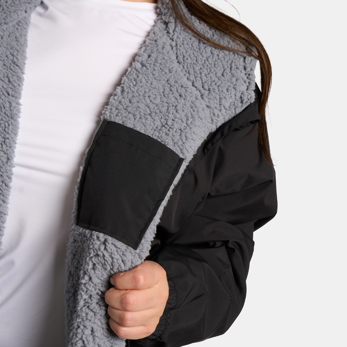 OHS Adults Water Resistant Sherpa Drying Robe - Black>