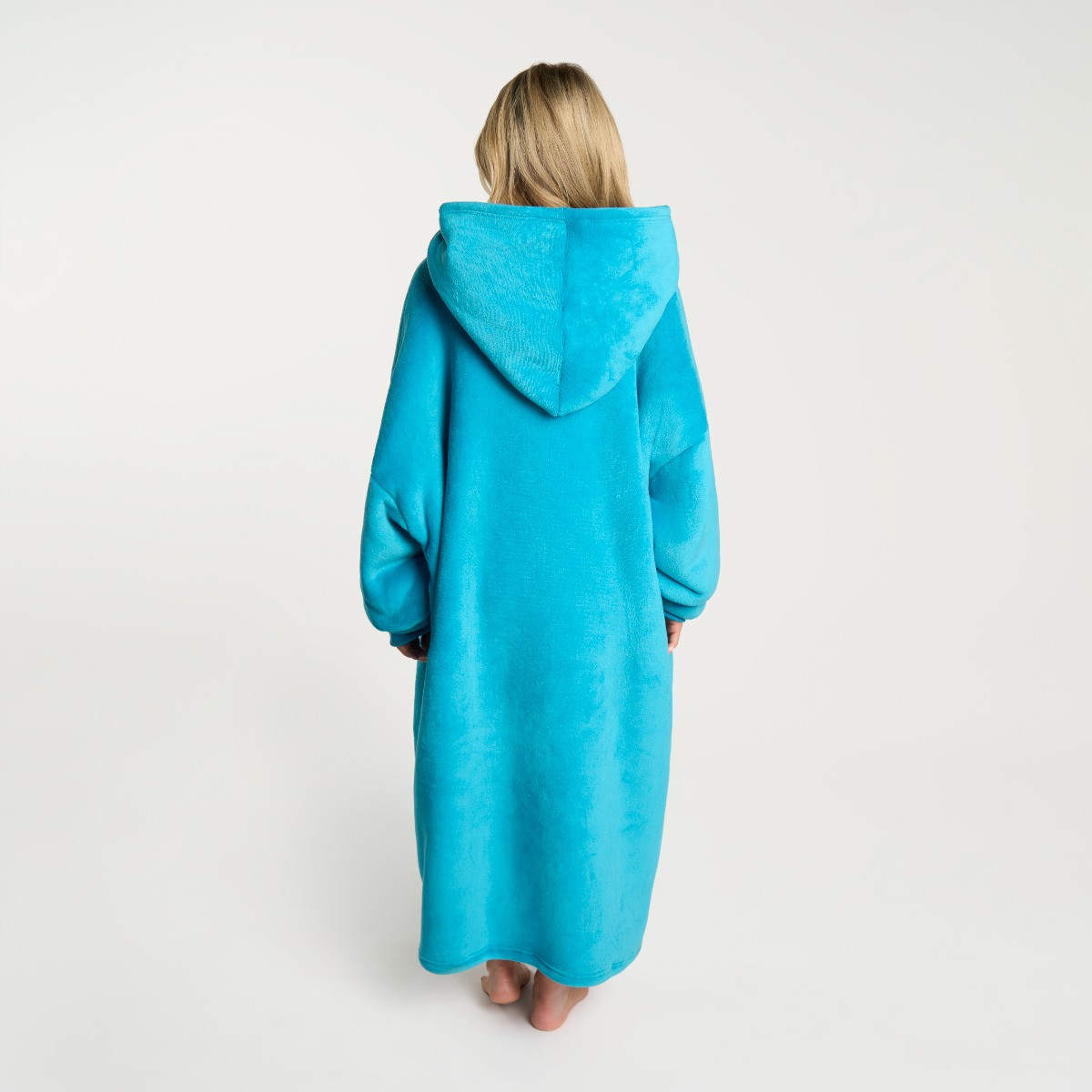 OHS Adults Extra-Long Sherpa Hoodie Blanket - Sea Blue>