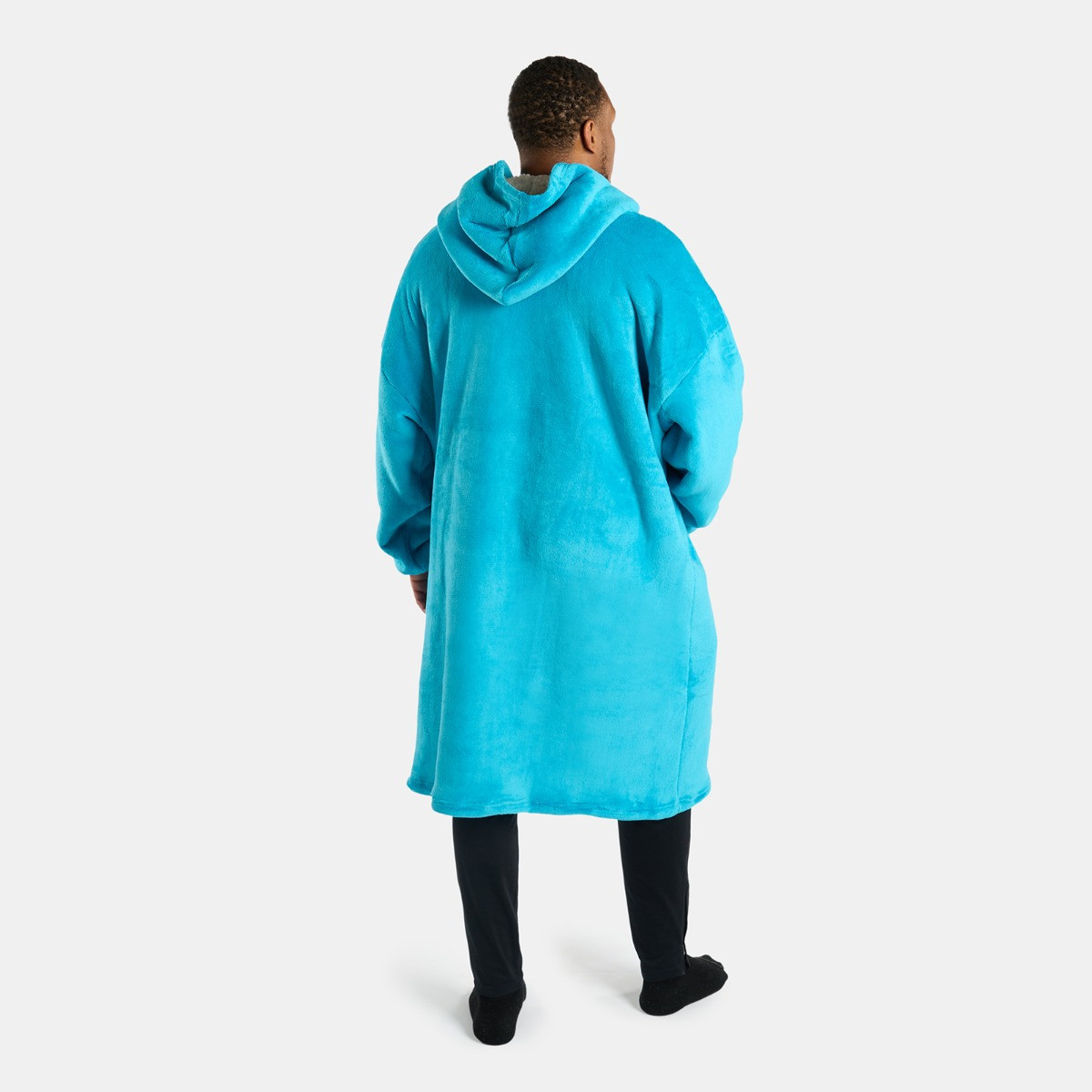 OHS Adults Extra-Long Sherpa Hoodie Blanket - Sea Blue>