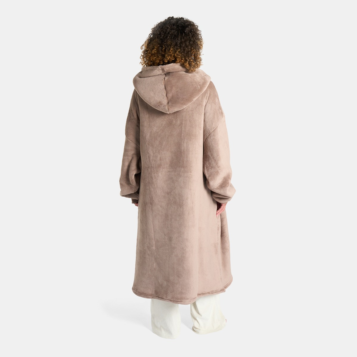 OHS Adults Extra-Long Sherpa Hoodie Blanket - Mink>