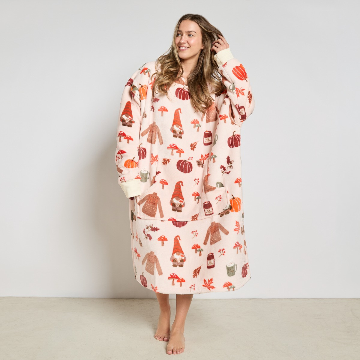 OHS Adult Extra Long Autumn Hoodie Blanket - Beige>