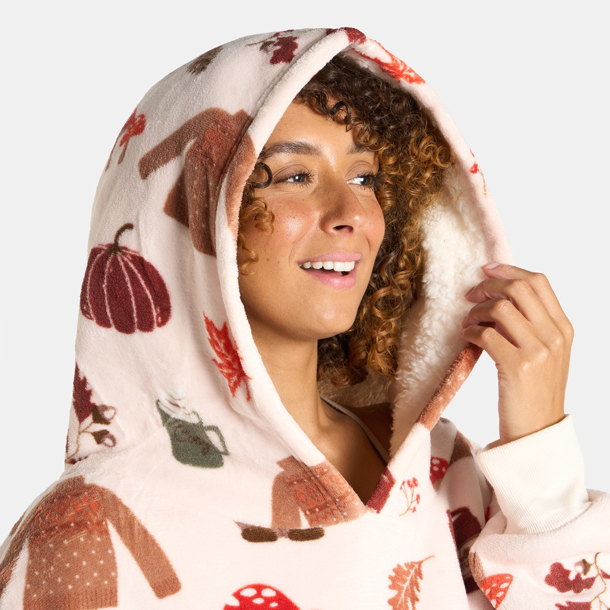 OHS Adult Extra Long Autumn Hoodie Blanket - Beige>