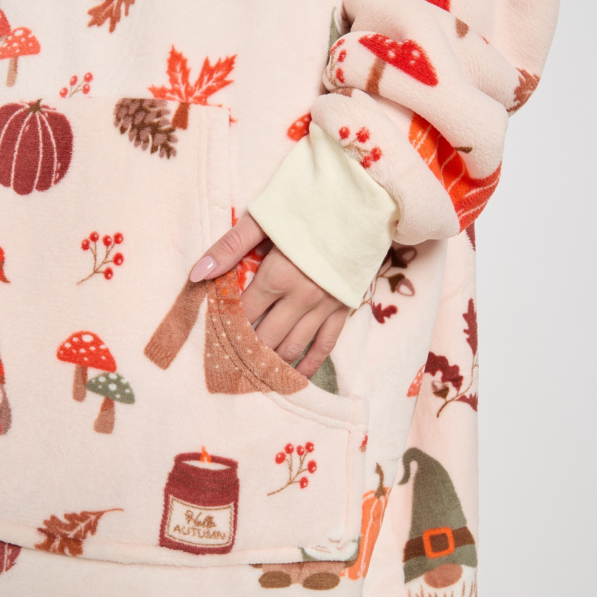OHS Adult Extra Long Autumn Hoodie Blanket - Beige>