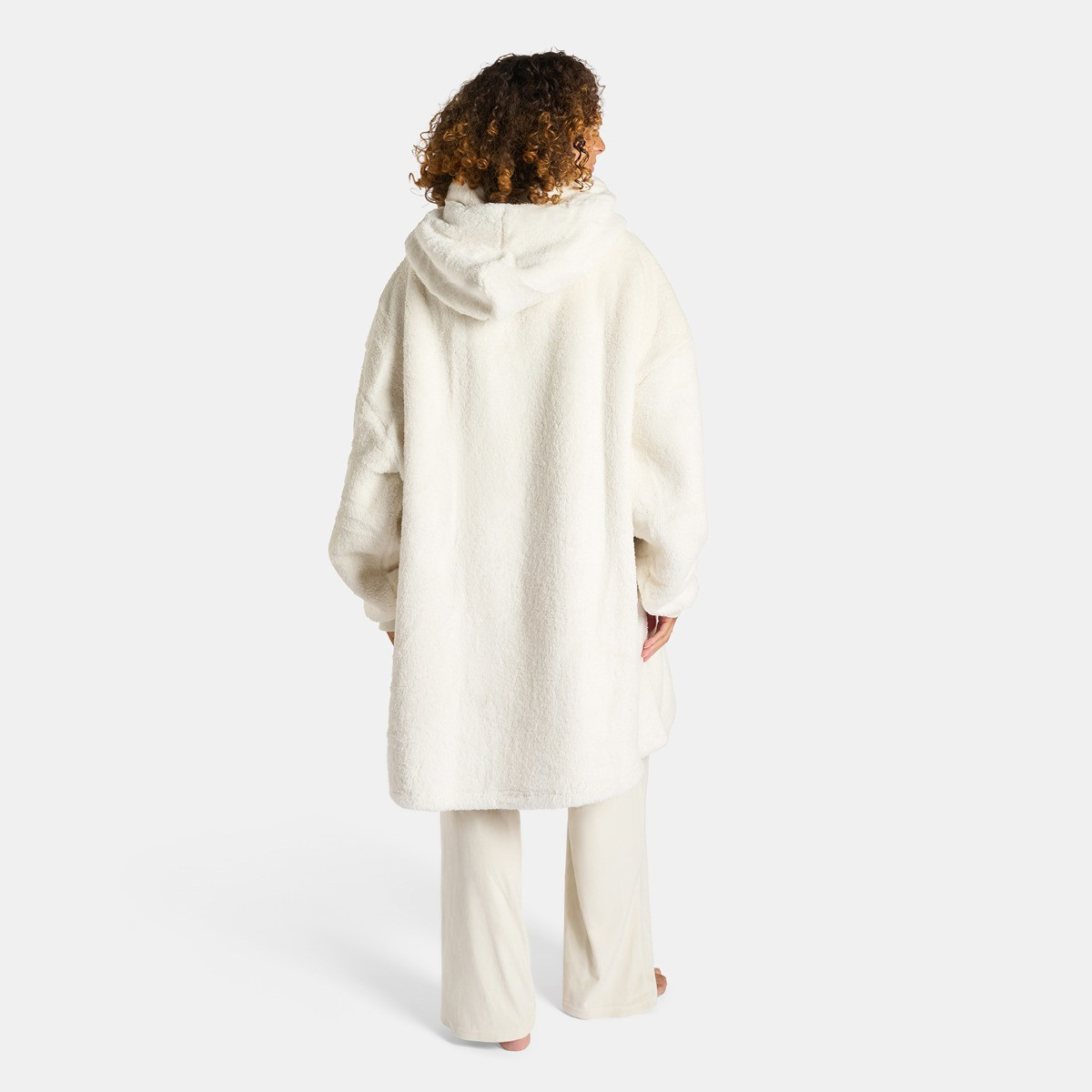 OHS Adults Teddy Fleece Sherpa Reverse Hoodie Blanket - Cream>