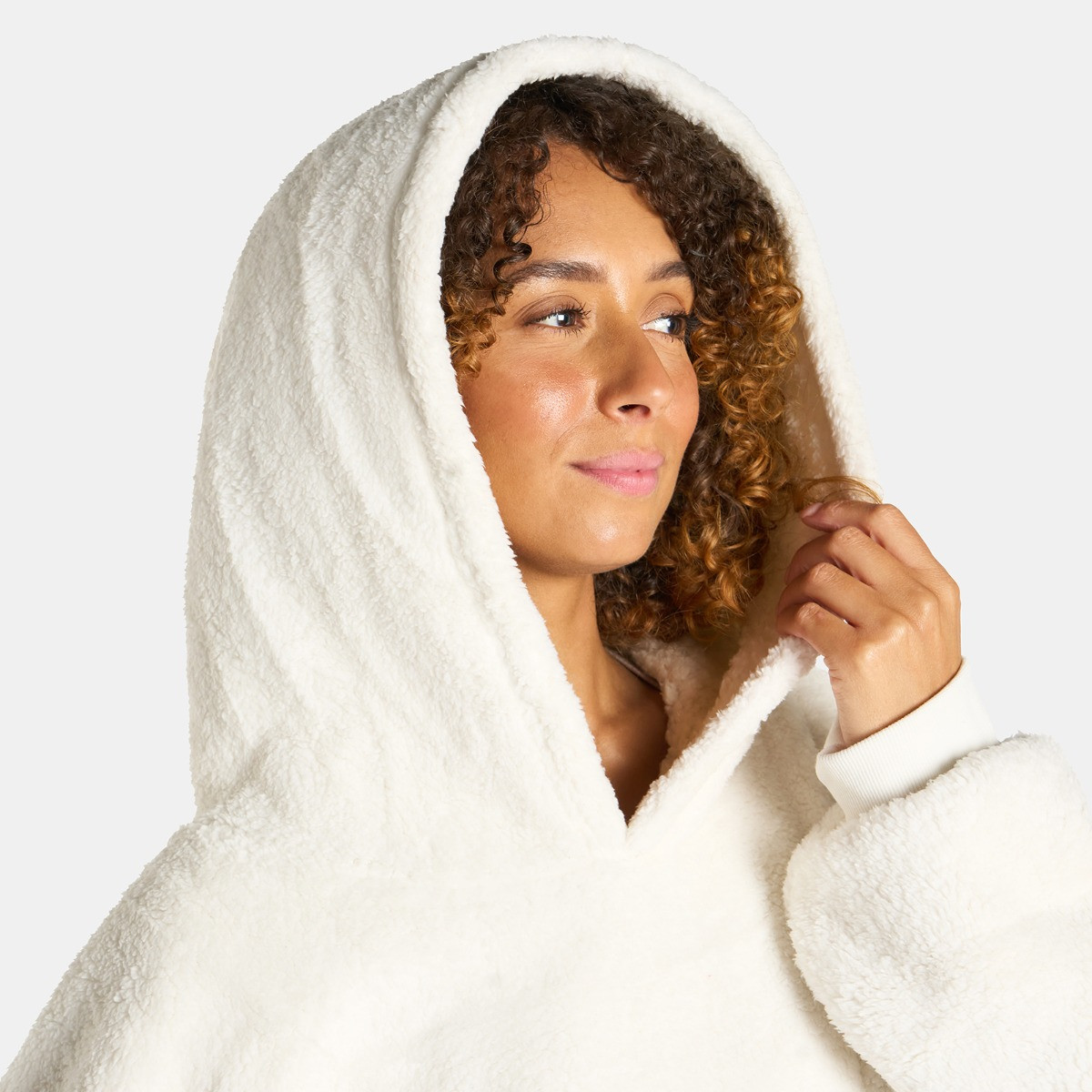 OHS Adults Teddy Fleece Sherpa Reverse Hoodie Blanket - Cream>