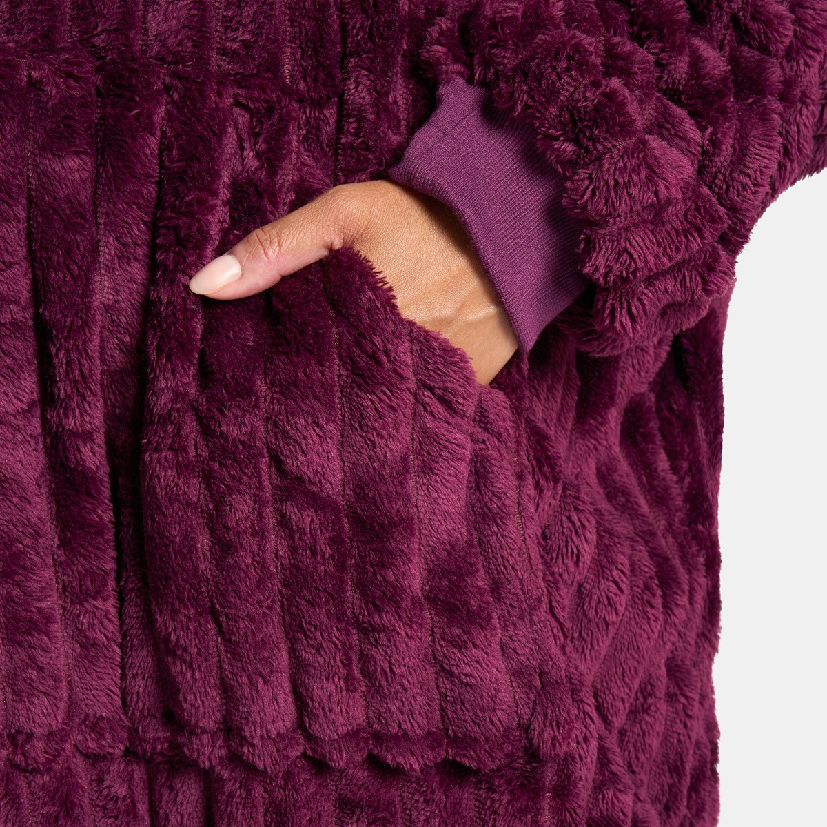 OHS Adults Ribbed Fleece Hoodie Blanket - Maroon>