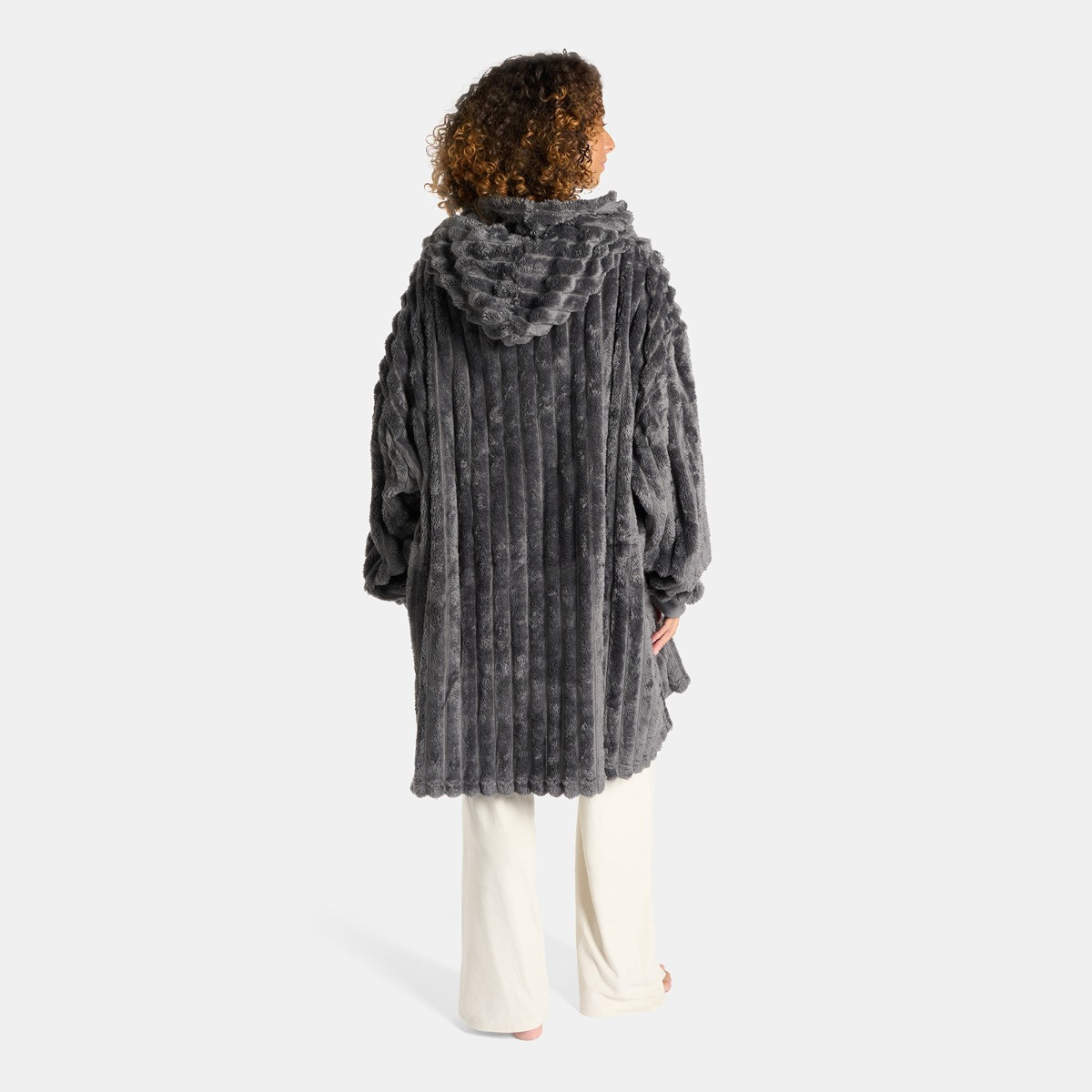 OHS Adults Ribbed Fleece Hoodie Blanket - Charcoal>