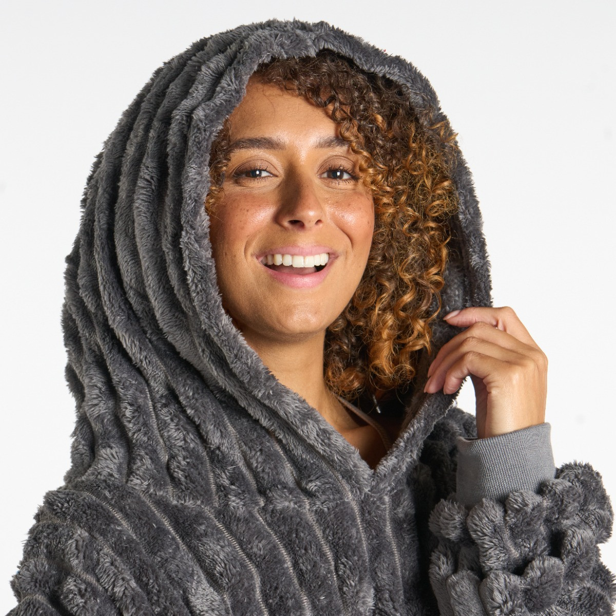 OHS Adults Ribbed Fleece Hoodie Blanket - Charcoal>