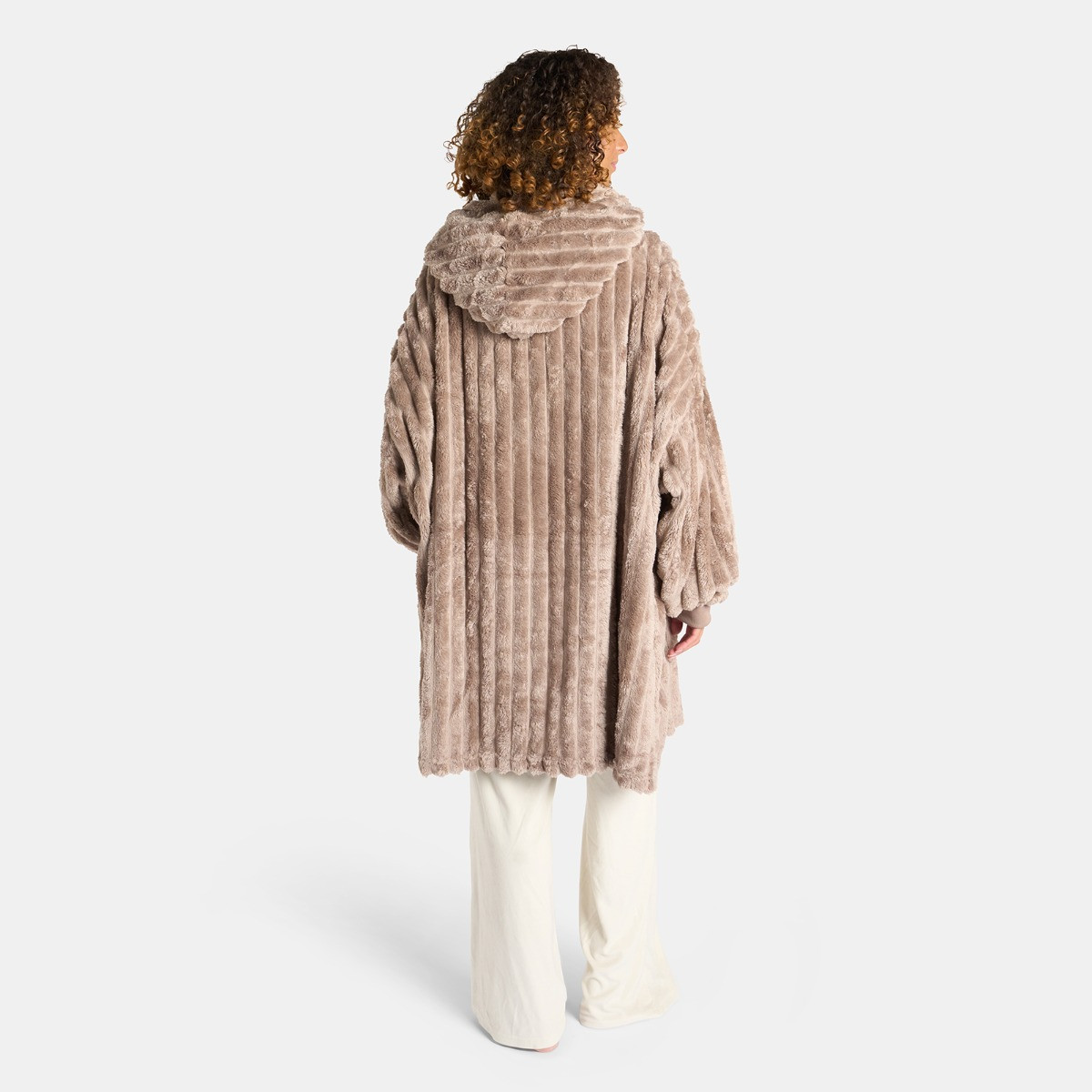 OHS Adults Ribbed Fleece Hoodie Blanket - Mink>