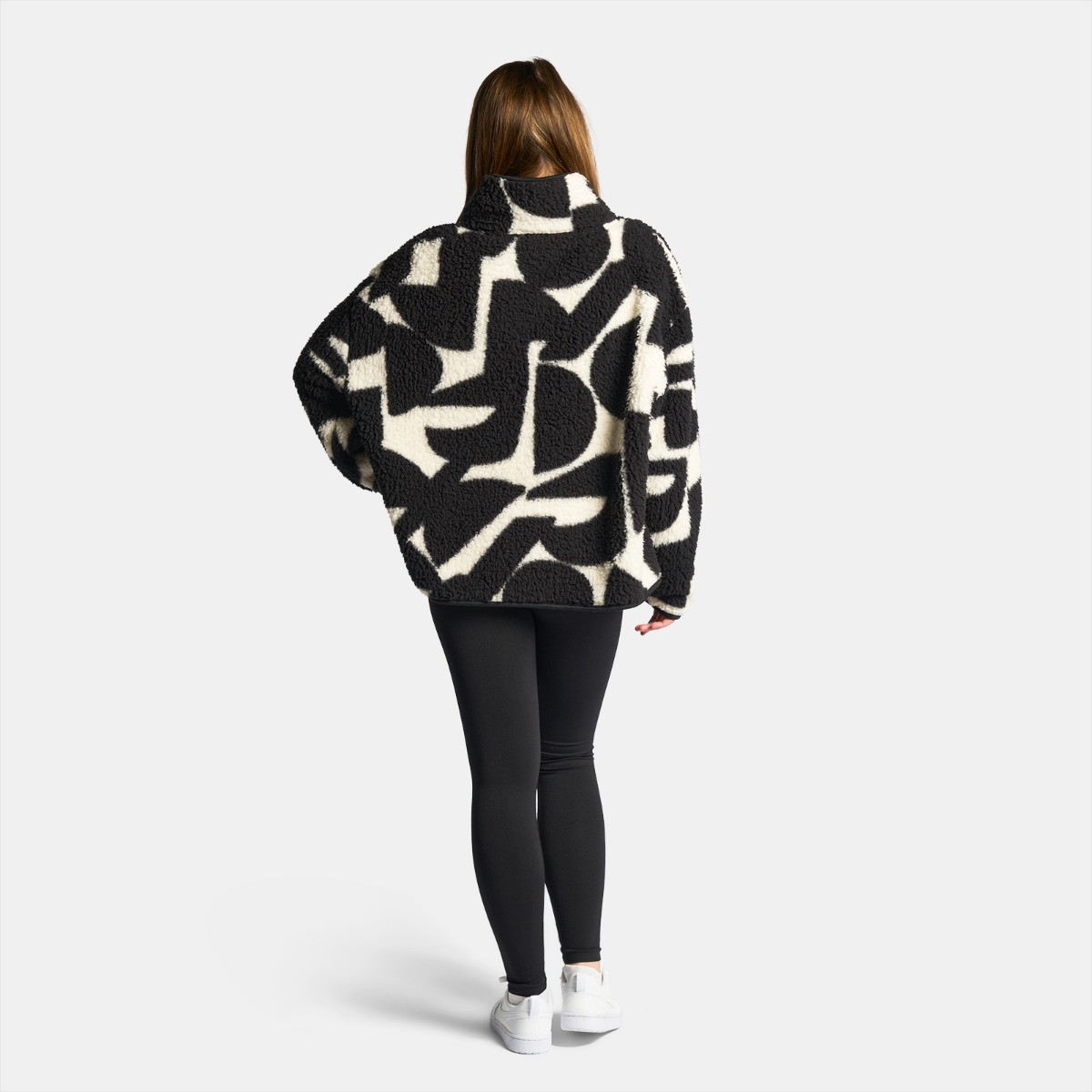 OHS Teddy Geometric Print Half Zip Fleece - Monochrome>