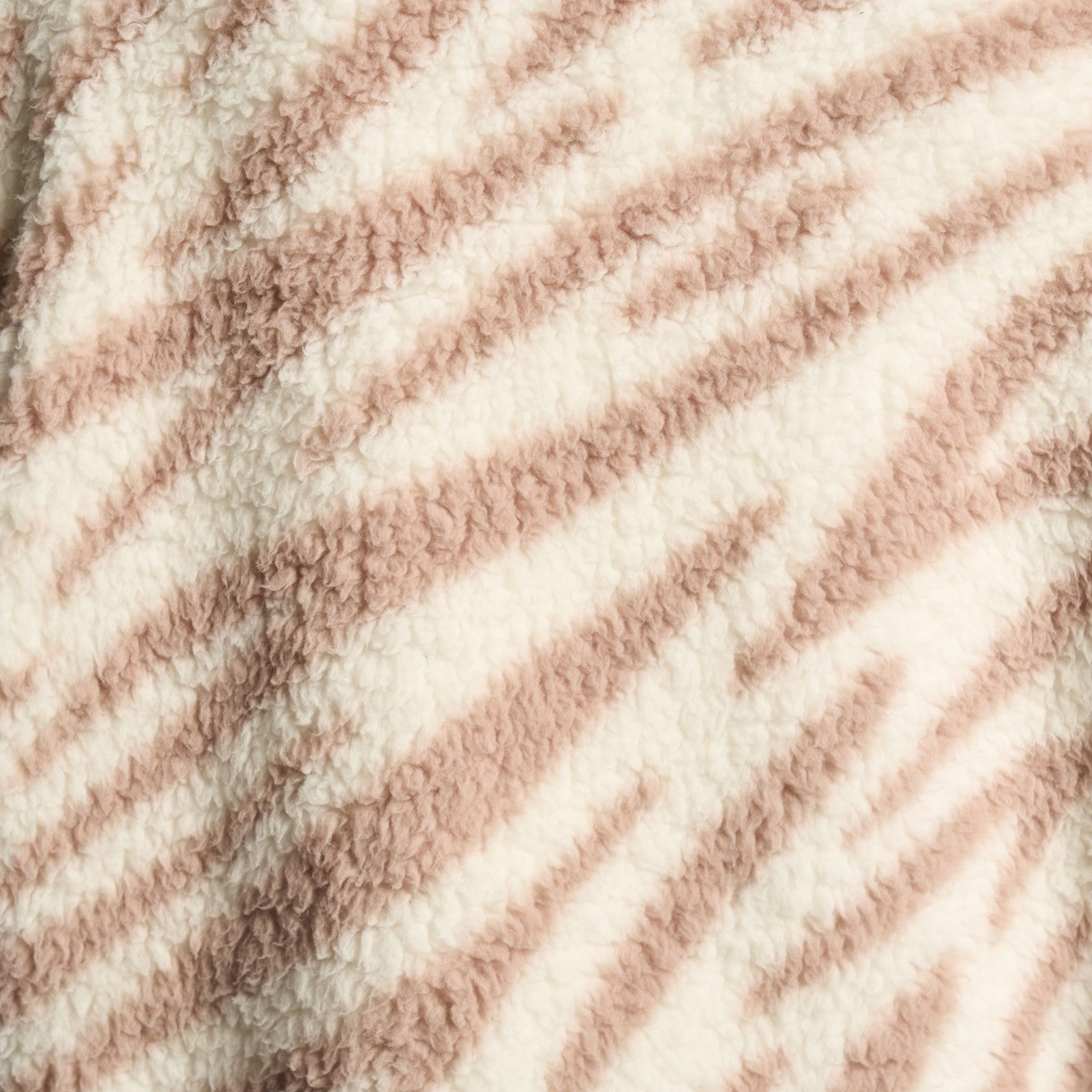 OHS Teddy Zebra Print Half Zip Fleece, Beige - Large/Extra Large>