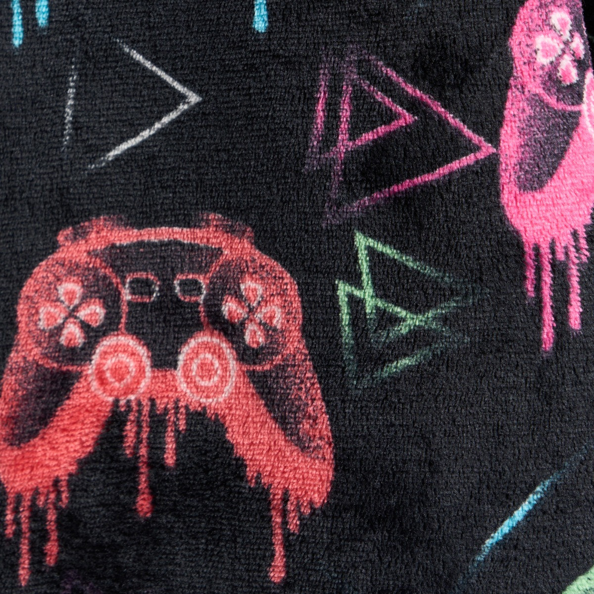 OHS Kids Neon Drip Gaming Print Hoodie Blanket - Black>