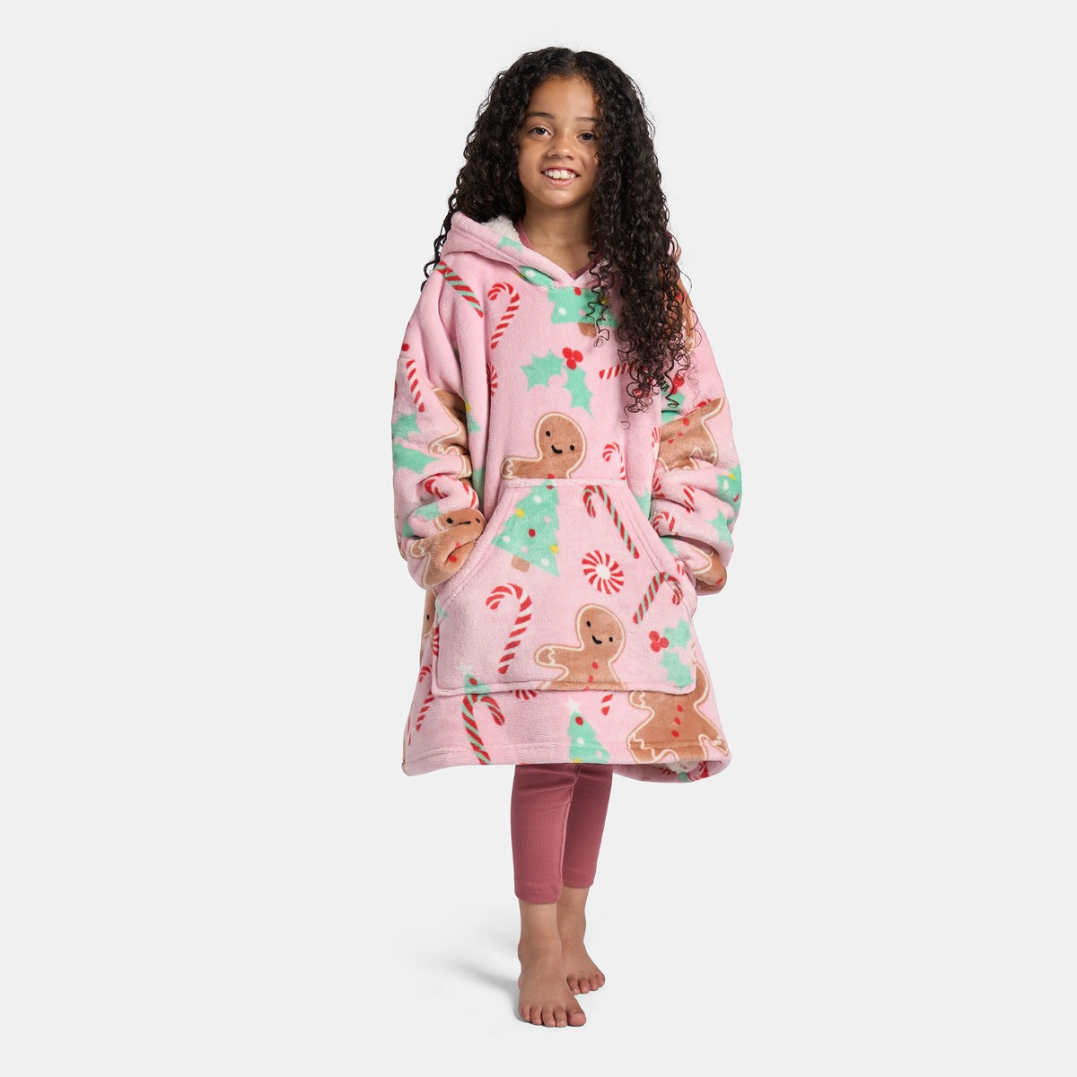 OHS Kids Gingerbread Man Hoodie Blanket - Blush >