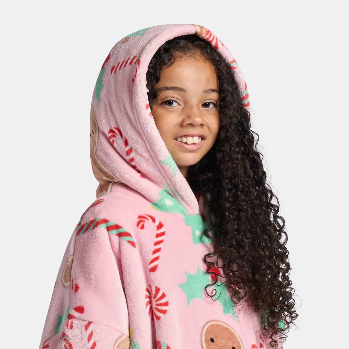 OHS Kids Gingerbread Man Hoodie Blanket - Blush >