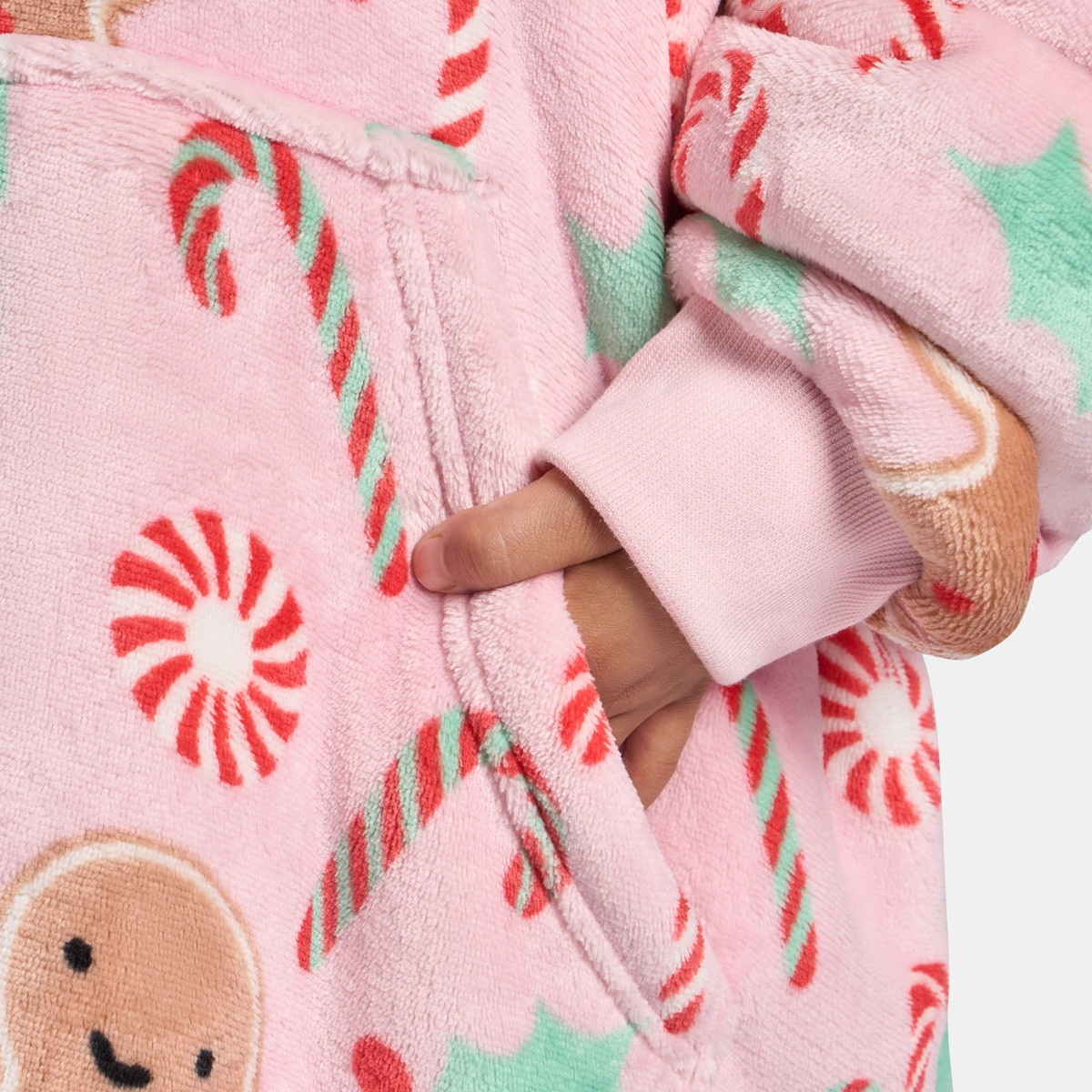 OHS Kids Gingerbread Man Hoodie Blanket - Blush >