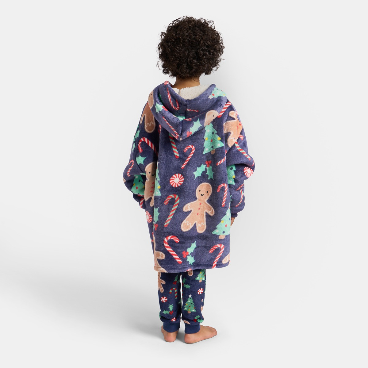 OHS Kids Gingerbread Man Hoodie Blanket - Navy>