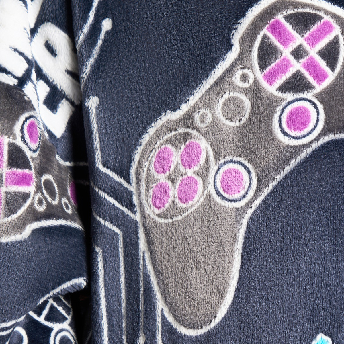 OHS Kids Gaming Glow In The Dark Hoodie Blanket - Black>