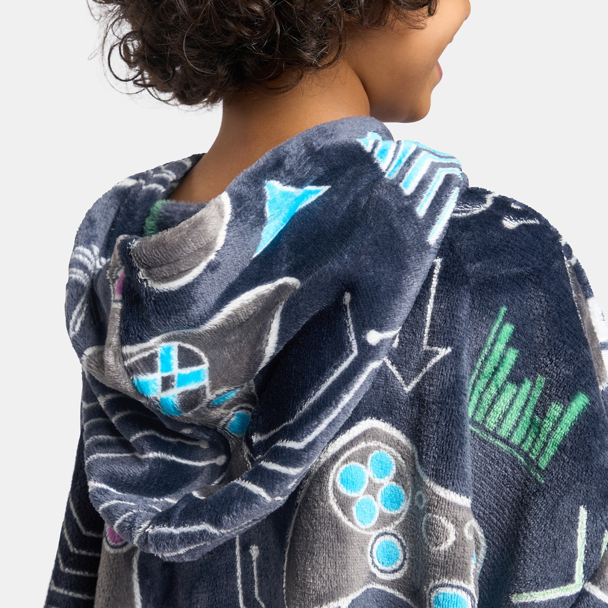 OHS Kids Gaming Glow In The Dark Hoodie Blanket - Black>