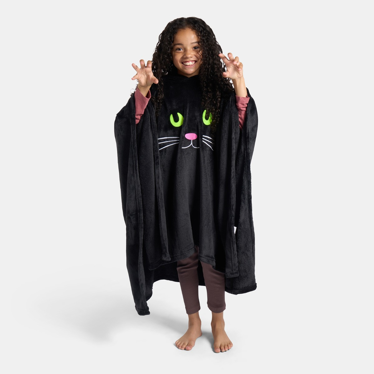 OHS Kids Novelty Cat Poncho - Black>