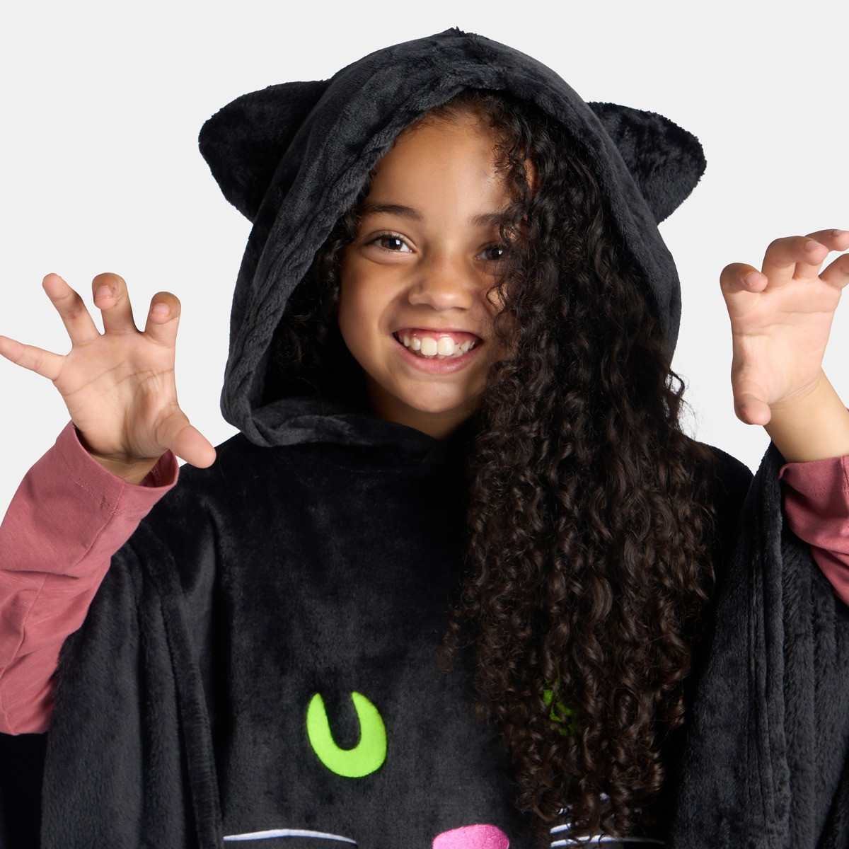 OHS Kids Novelty Cat Poncho - Black>