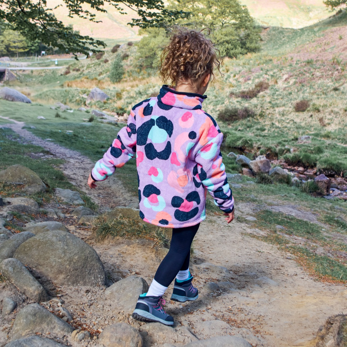 OHS Kids Leopard Print Half Zip Fleece - Lilac>