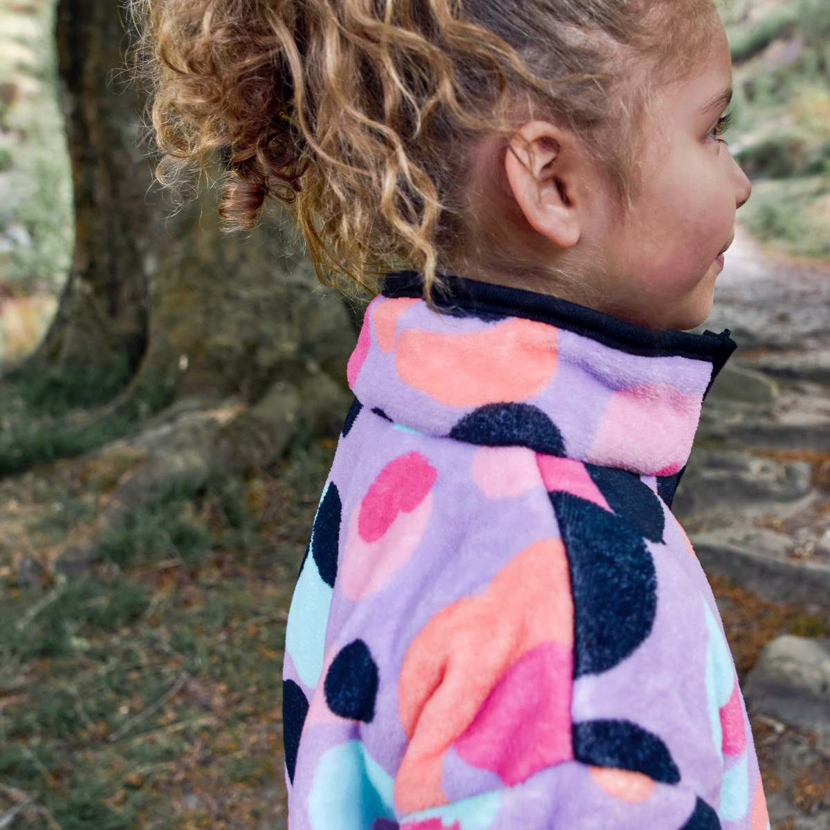 OHS Kids Leopard Print Half Zip Fleece - Lilac>