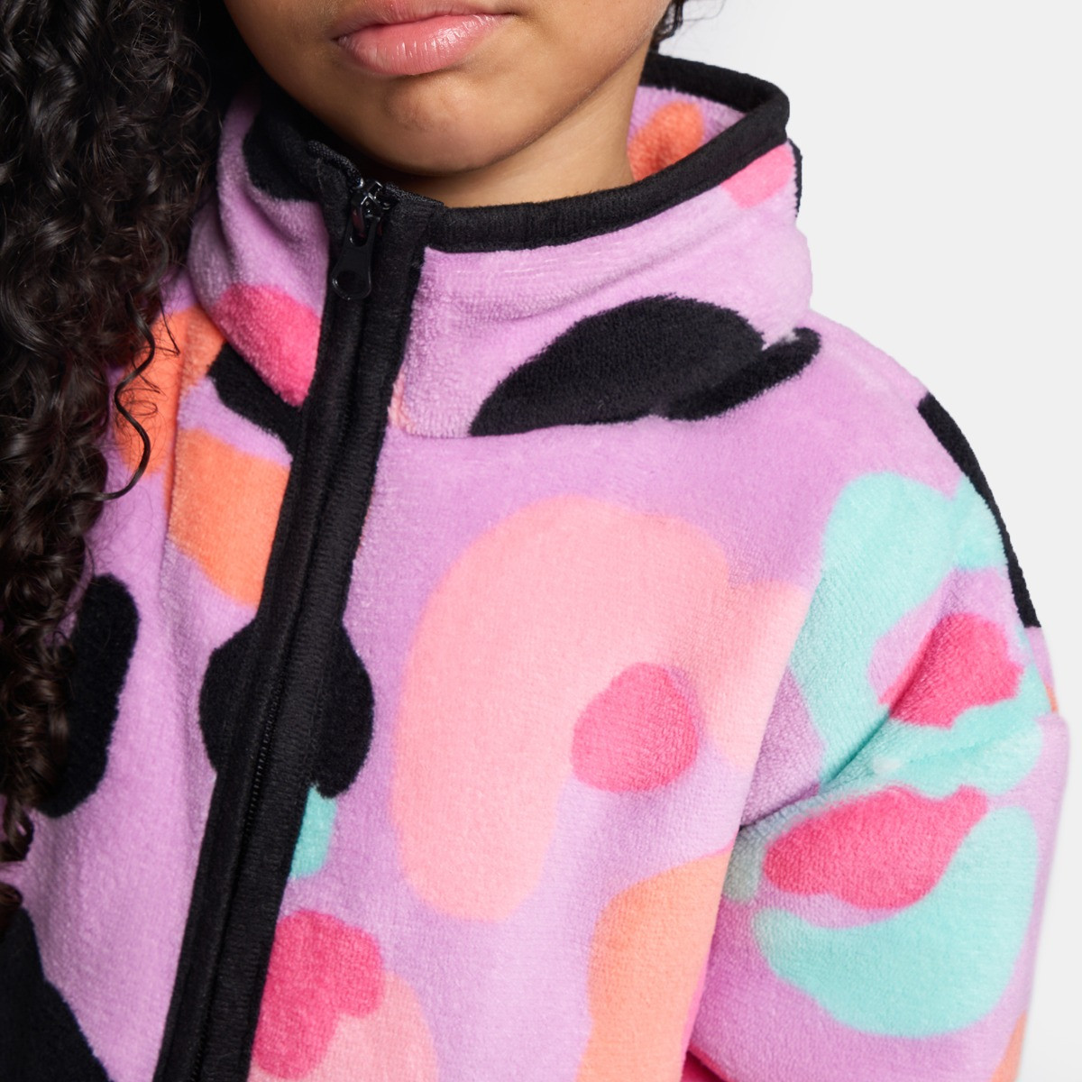 OHS Kids Leopard Print Half Zip Fleece - Lilac>