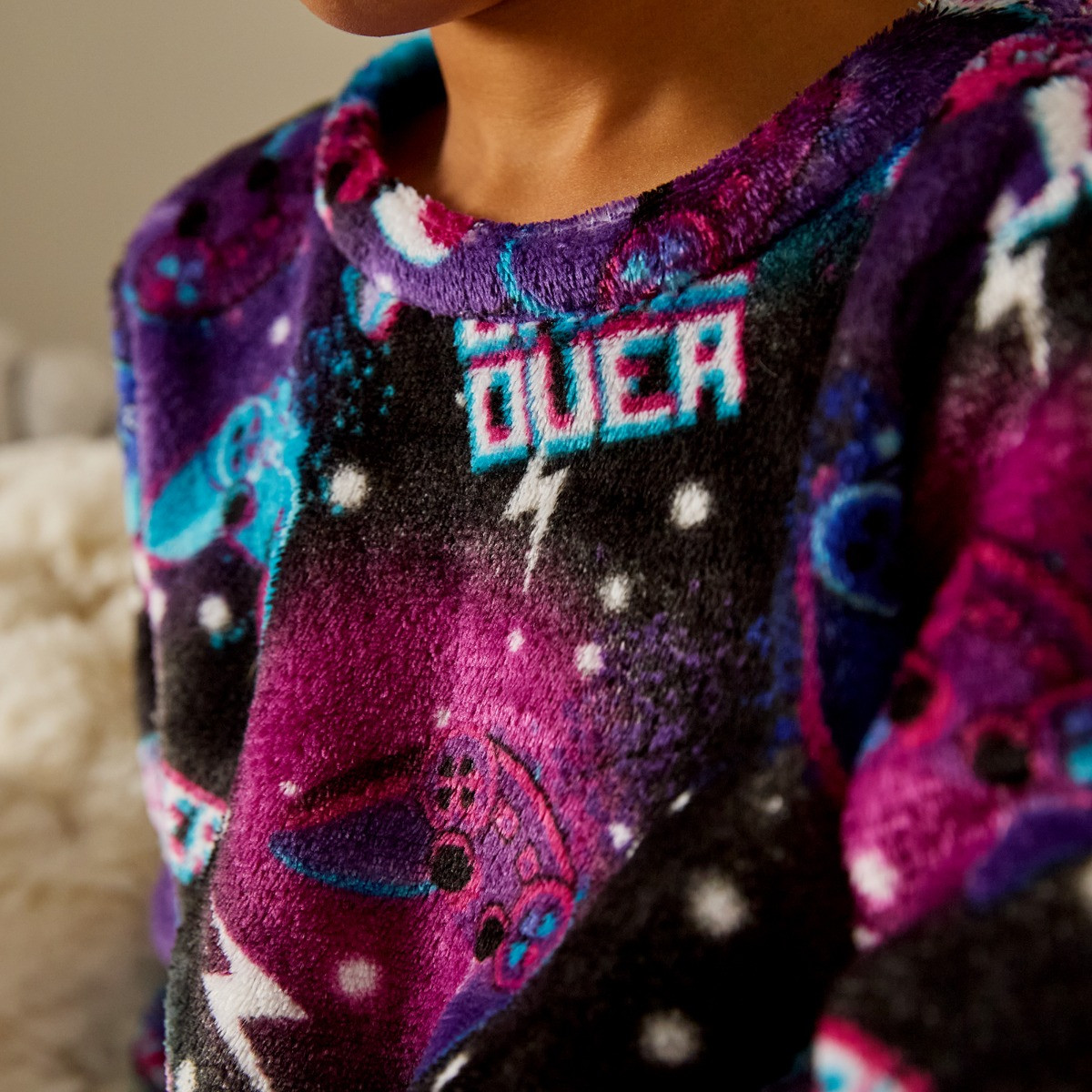 OHS Kids Gaming Ombre Pyjama Set, Purple - 7-8 Years>