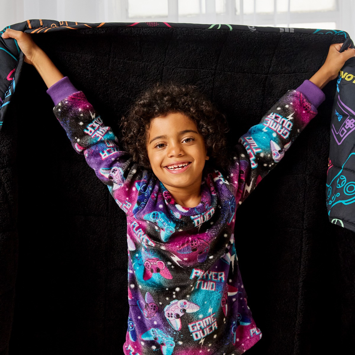 OHS Kids Gaming Ombre Pyjama Set, Purple - 5-6 Years>