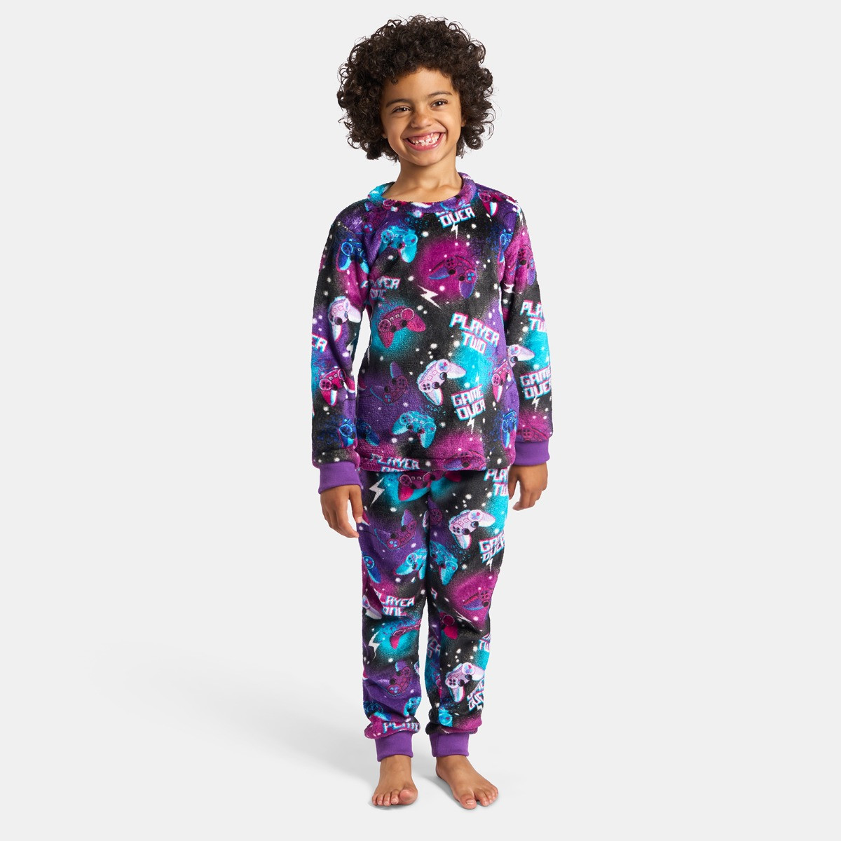 OHS Kids Gaming Ombre Pyjama Set, Purple - 5-6 Years>