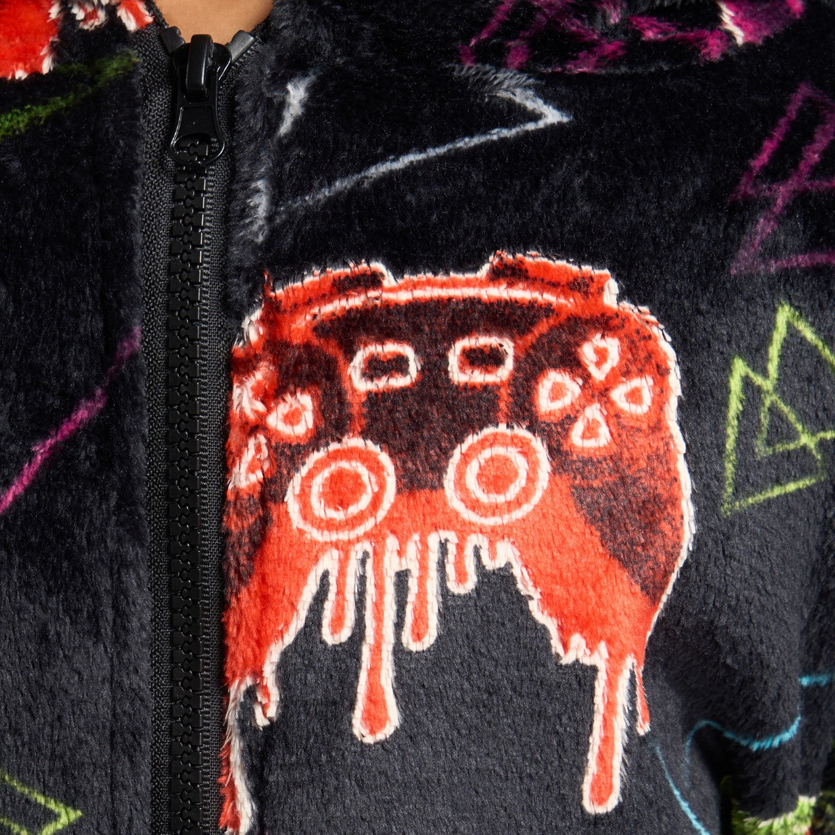 OHS Kids Neon Drip Gaming Glow In The Dark Onesie - Black>