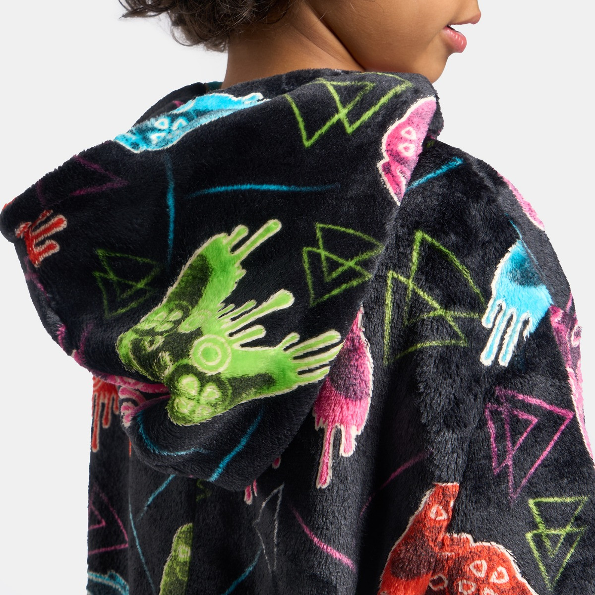 OHS Kids Neon Drip Gaming Glow In The Dark Onesie - Black>