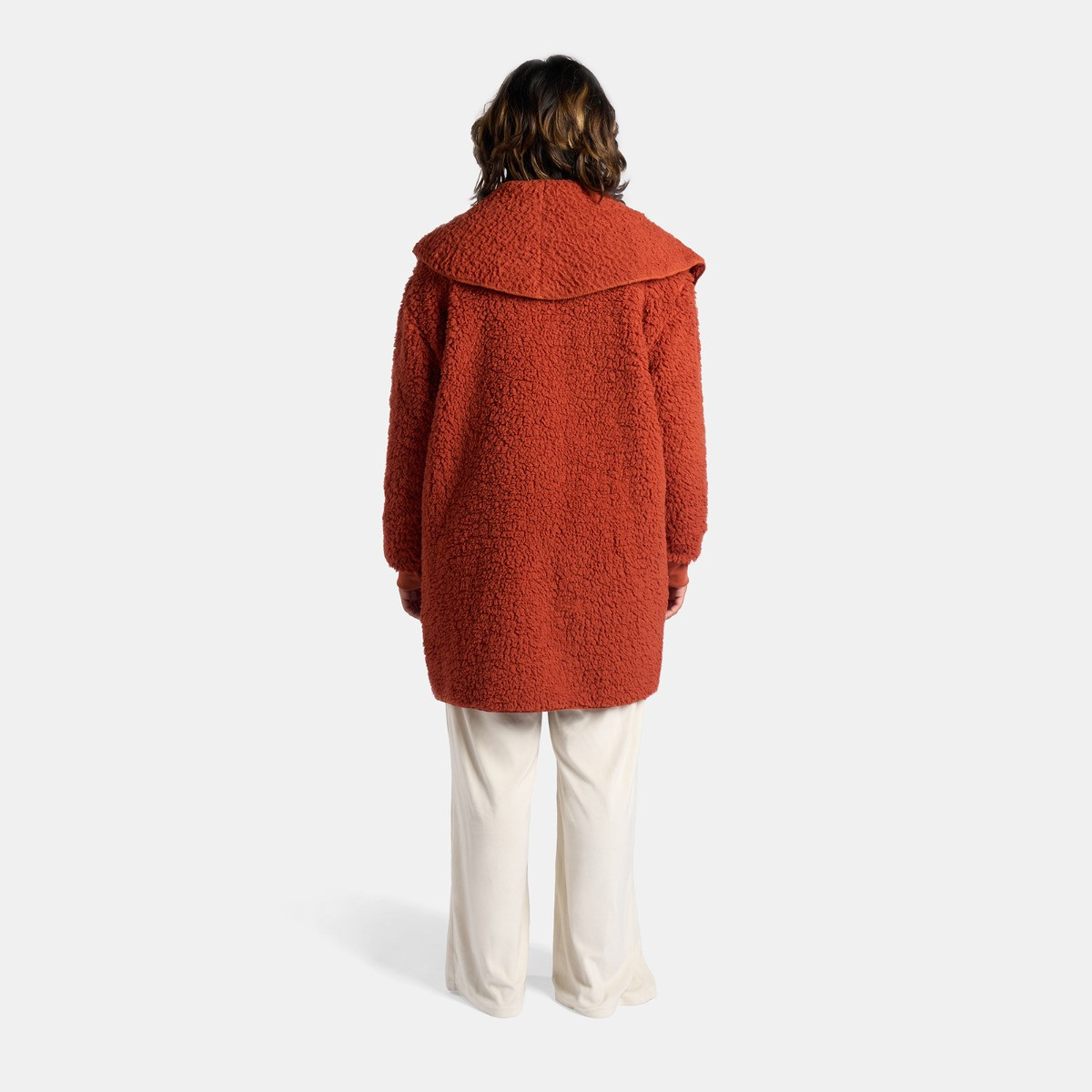 OHS Waterfall Teddy Fleece Cardigan, Rust - Small/Medium>