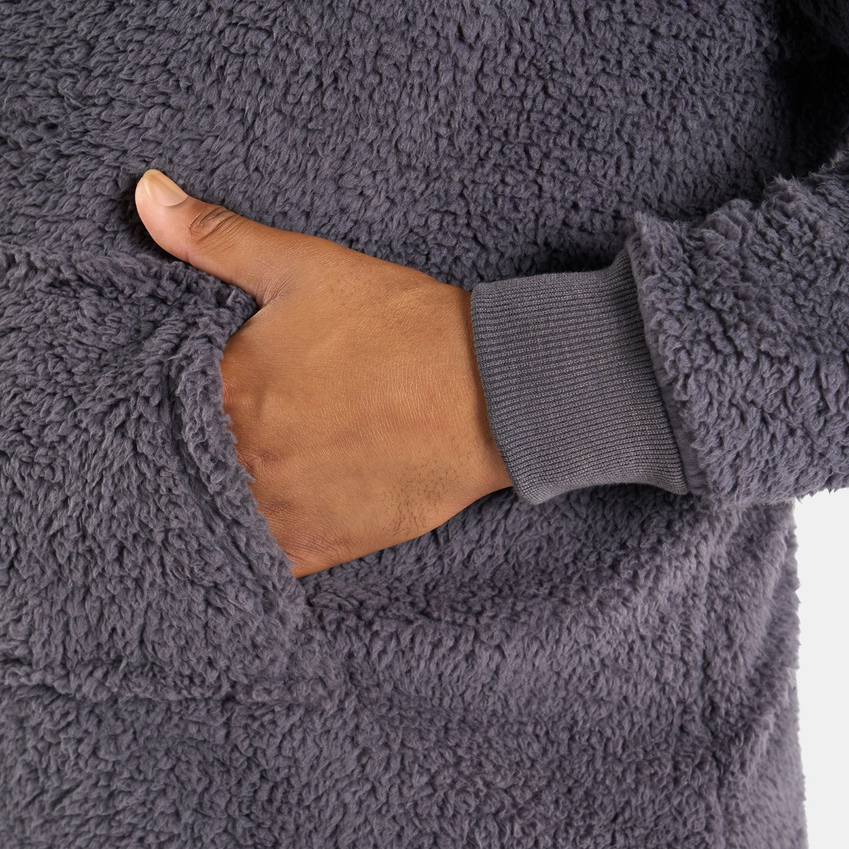 OHS Men's Teddy Hoodie Check Pyjama Set - Burgundy>