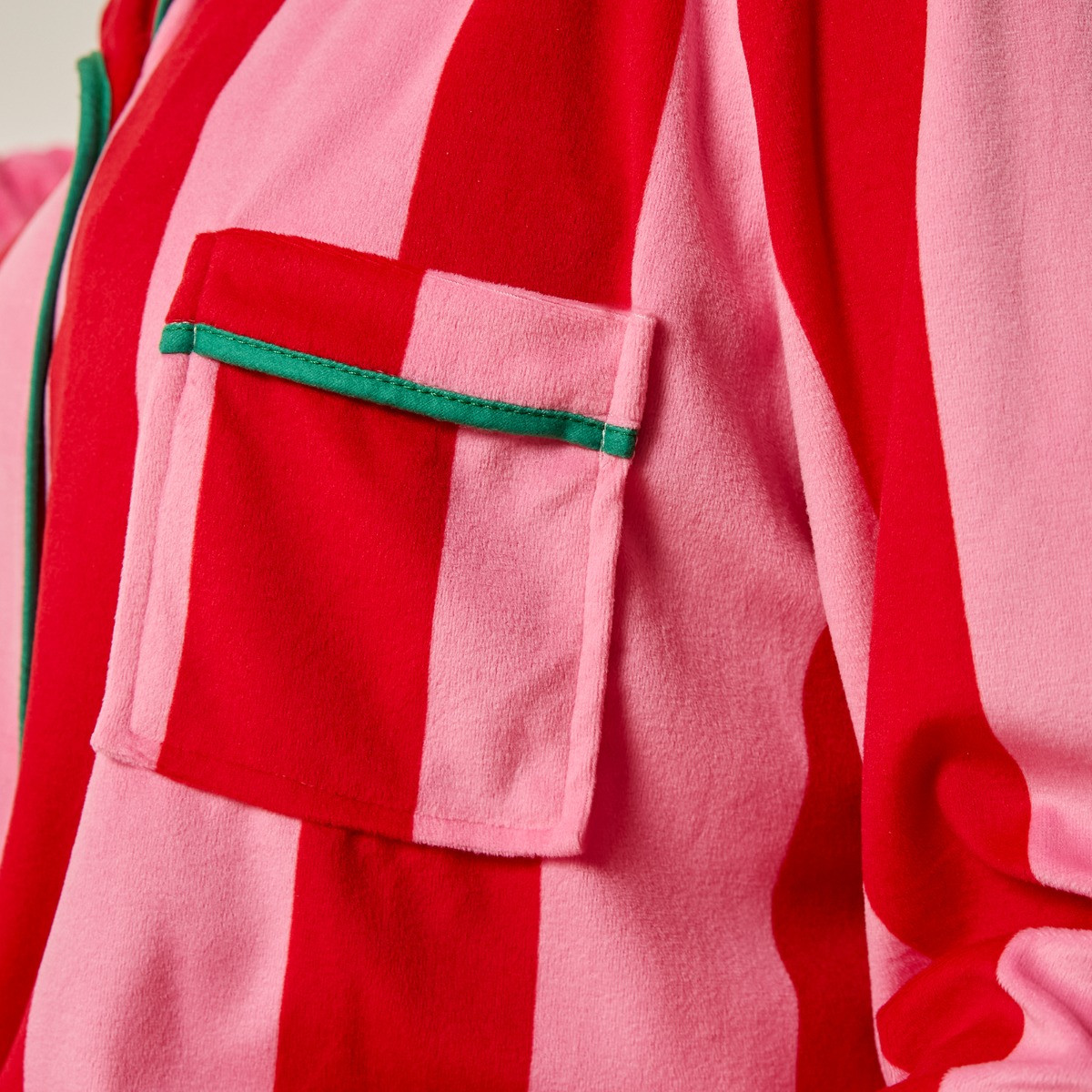 OHS Candy Stripe Button Through Pyjama Set - Pink>