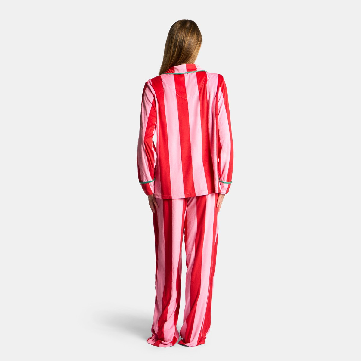 OHS Candy Stripe Button Through Pyjama Set - Pink>