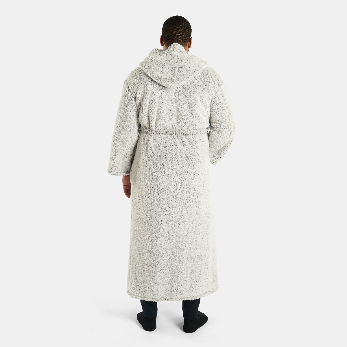 OHS Teddy Marl Dressing Gown Floor Length, Adults - Charcoal>