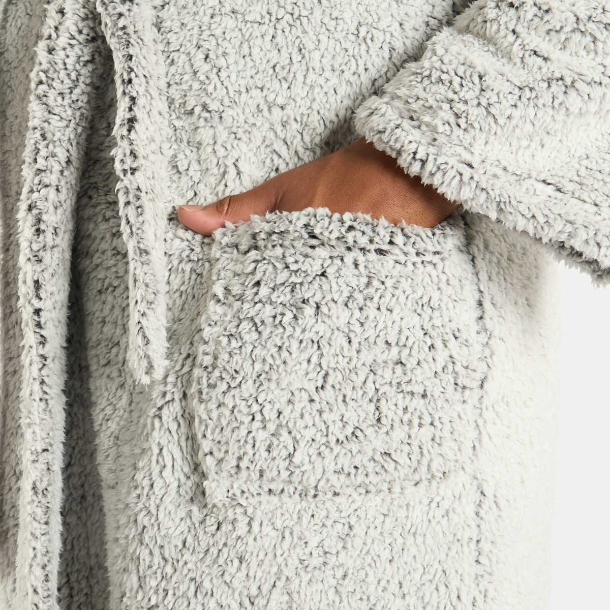 OHS Teddy Marl Dressing Gown Floor Length, Adults - Charcoal>