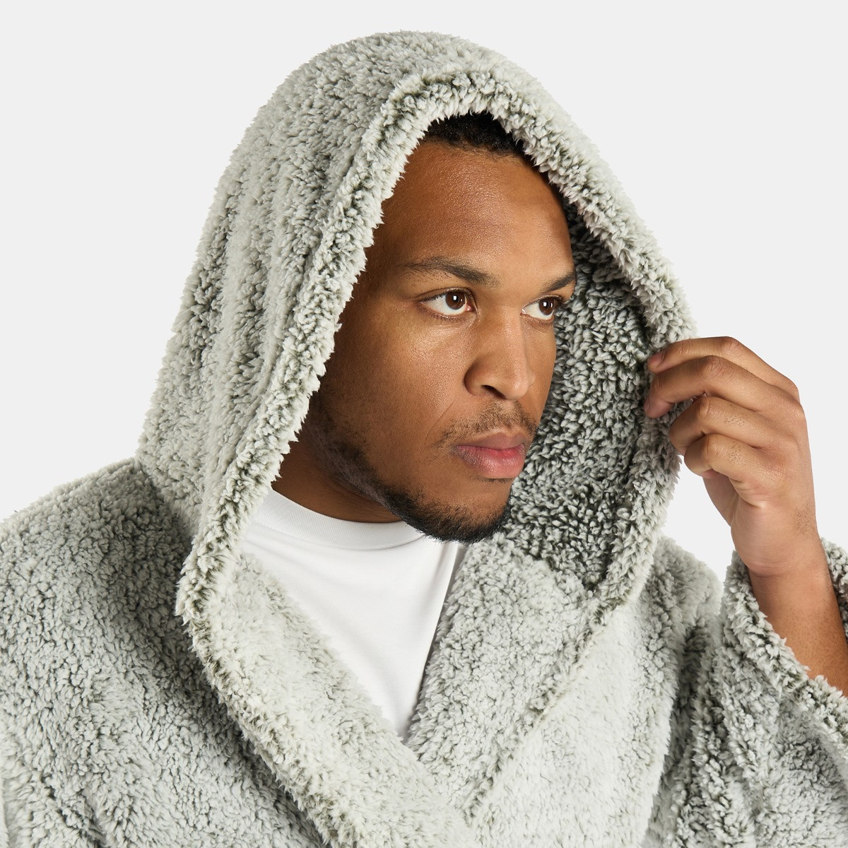 OHS Teddy Marl Dressing Gown Floor Length, Adults - Green>