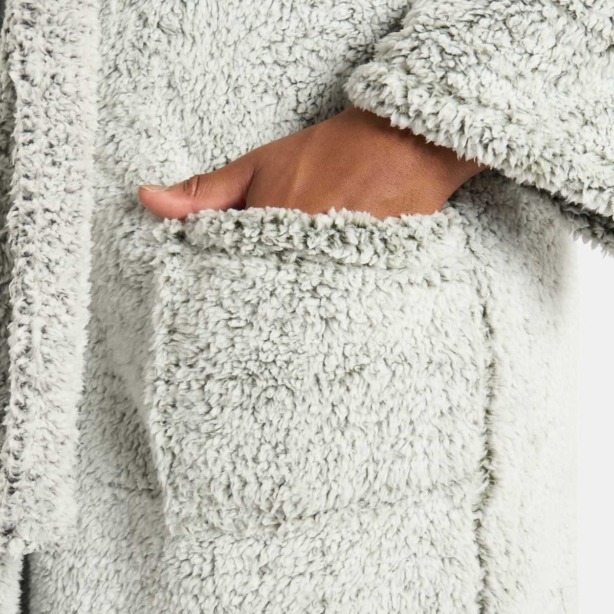 OHS Teddy Marl Dressing Gown Floor Length, Adults - Green>